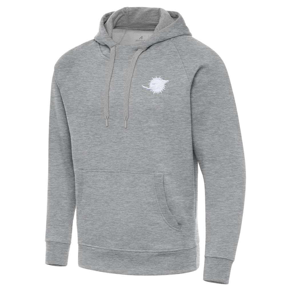 Miami Dolphins Antigua Victory Pullover Hoodie - Heather Gray